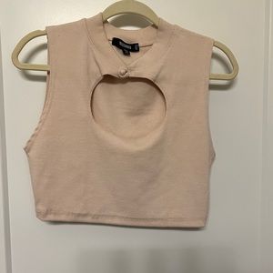 Womens blush pink cut out crop top